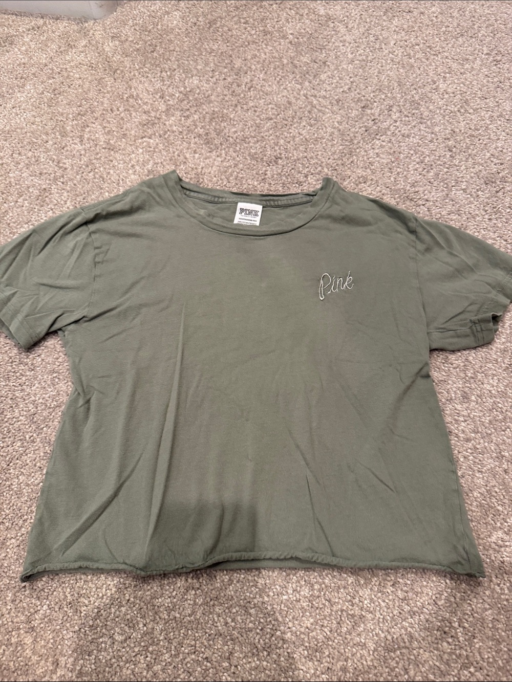 PINK Victoria's Secret Olive Green Short Sleeve Tee